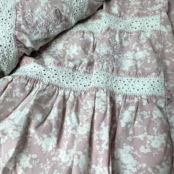 Victorian Cotton Nightgown Prairie Dress M Pintuck Eyelet Lace Peasant Cozycore - Picture 2 of 11